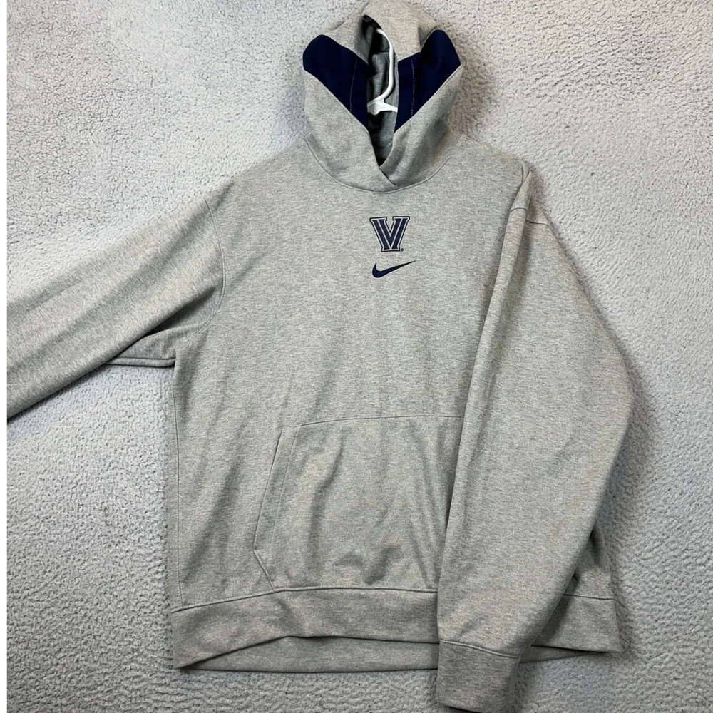 Villanova Wildcats Nike Hoodie Mens Large Dri-FIT Grey NCAA Pullover Sweatshirt